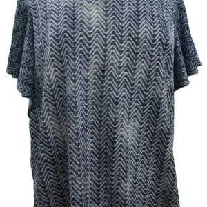 Chandail Adapté Manches à Volants Imprimé Rayé Bleu D