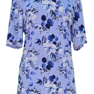 Chandail adaptée 1-1161-bleu fleuri marine et blanc