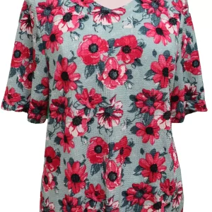 Chandail Adapté 1-1161 Fleuri rouge