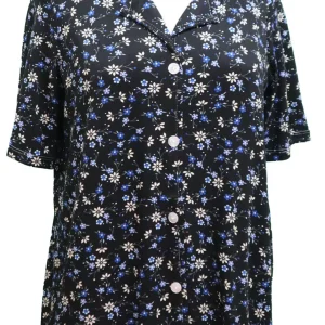 Blouse adaptée  1-1463  Fleuri marine