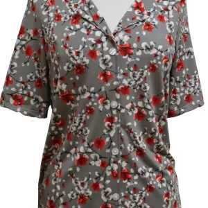 Blouse adaptée 1-1463   Rouge/Gris