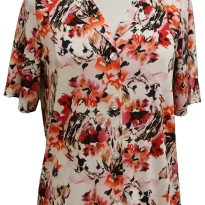 Blouse adaptée 1-1463  Fleuri Rouge