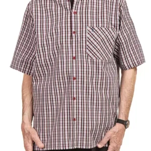 Chemise Adaptée à Carreaux Bourgogne /Gr 2 Seulement/