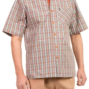 Chemise Adaptée 1-5850 – Carreaux Orange- /Gr 2 Seulement/