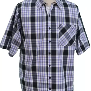 Chemise Adaptée 1-5160 Carreaux Noir/Mauve