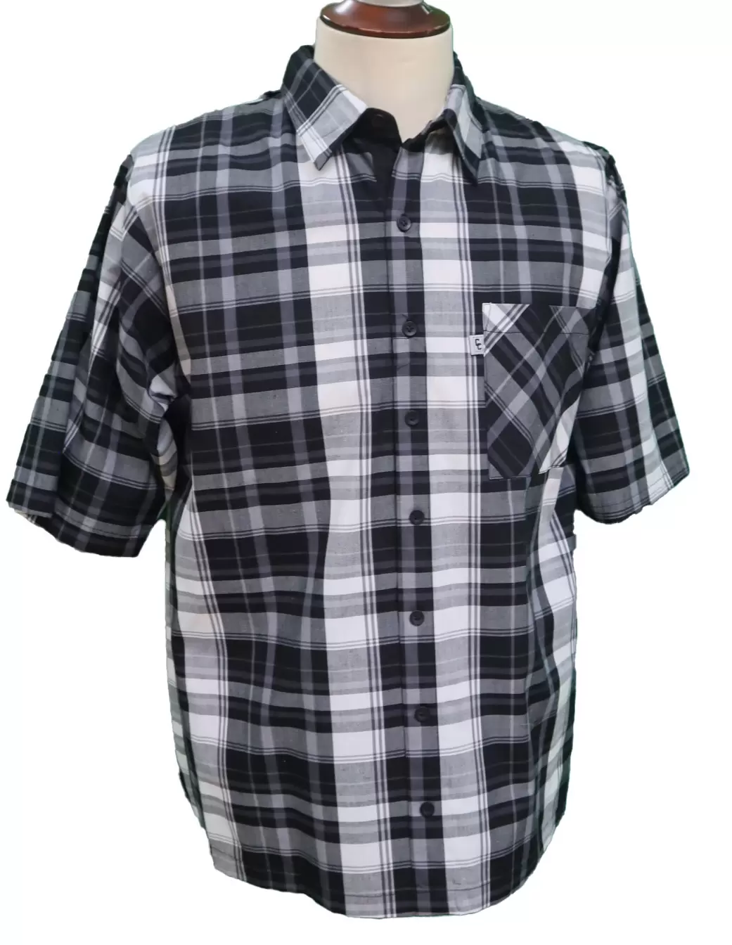 Chemise Adaptée 1-5160 Carreaux Noir/Gris