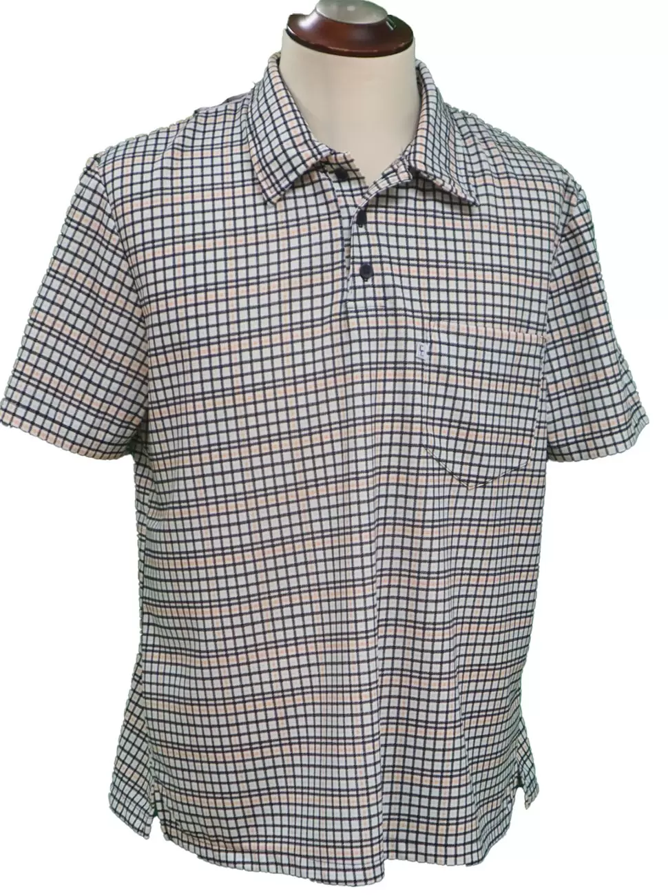 Polo Adapté Couleur rayé Style 1-6189 Carreaux noir et beige