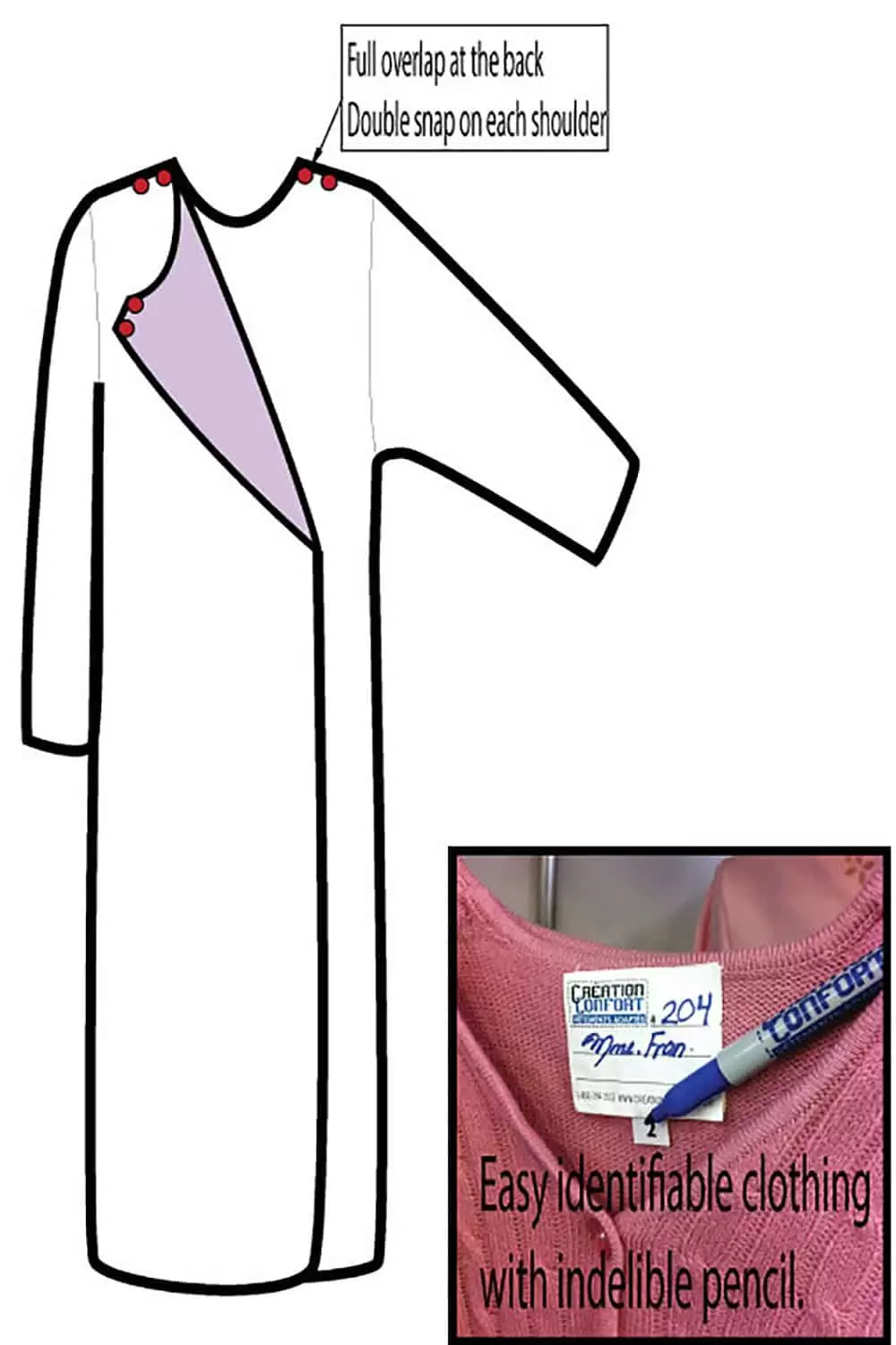 Chemise de Nuit Adaptée 2-6080 Étoiles Noires – Image 2