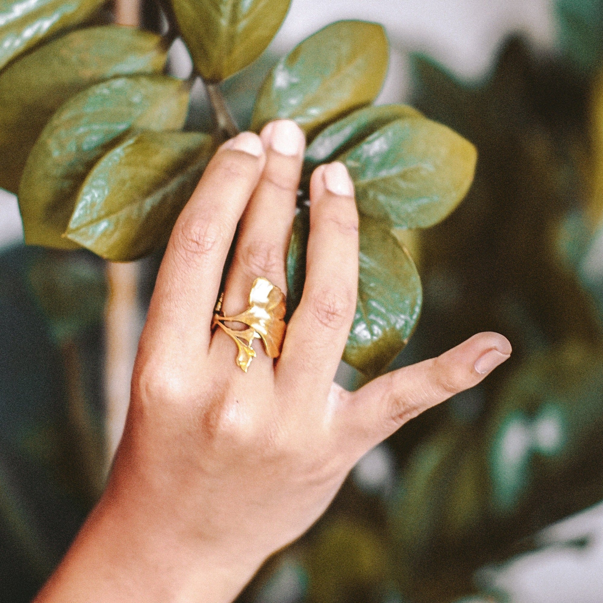 Bague Ginkgo Dorée – Image 3