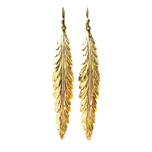 Boucles d'Oreilles Plume Coco Dorées