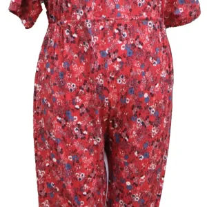 Combinaison de nuit Femme Alzheimer 1608 – Rouge, fleuri bleu et blanc