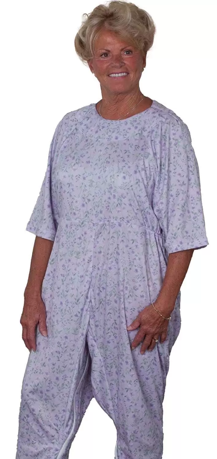 Combinaison de nuit Femme Alzheimer 1608 -Imprimée rose jaune – Image 2