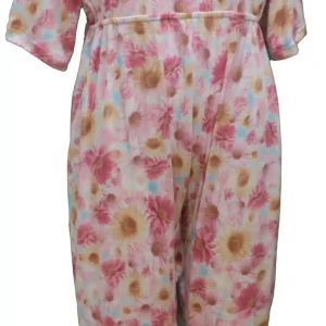 Combinaison de nuit Femme Alzheimer 1608 -Imprimée rose jaune