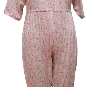 Combinaison de nuit Femme Alzheimer 1608 – Rose, fleuri vert et bleu