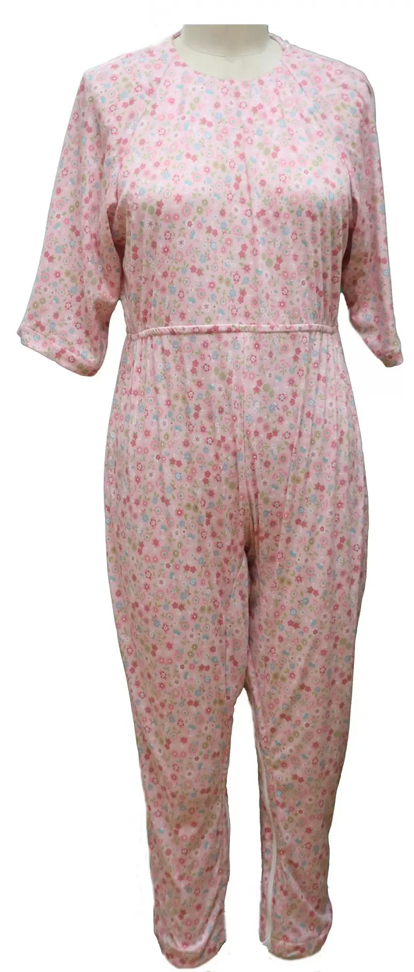 Combinaison de nuit Femme Alzheimer 1608 – Rose, fleuri vert et bleu