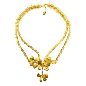 Collier fleurs Flora doré