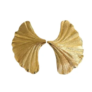 Boucles d'oreilles Feuille de Ginkgo Doré