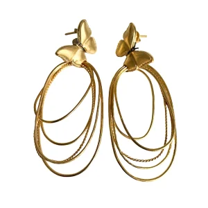 Boucles d'oreilles longues Fliy dorées papillons