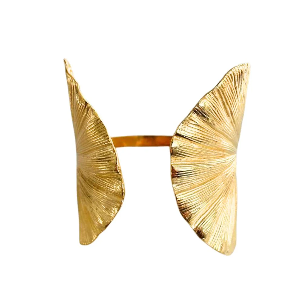 Bracelet Double Feuille de Ginkgo Doré