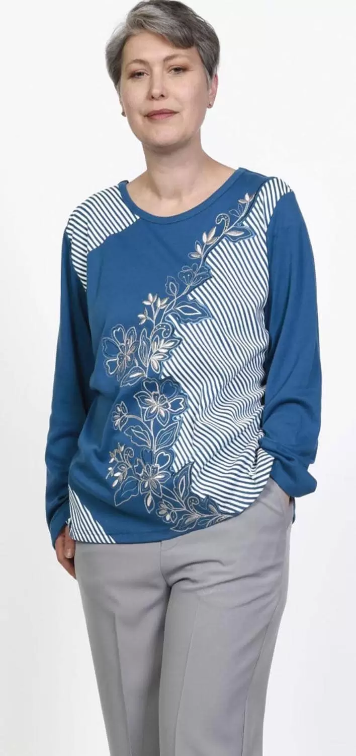 Chandail Adapté Brodé style 2-1161 -Sarcelle