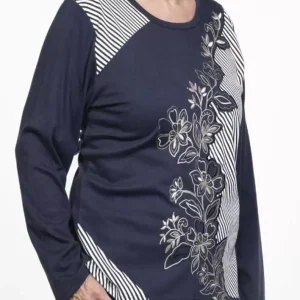 Chandail adapté Brodé style 2-1161 -Marine