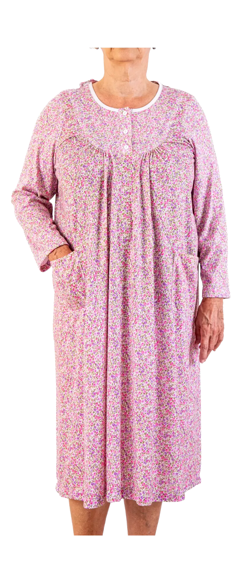 Robe de nuit Adaptée 2-2298 Fleuri Rose et Mauve