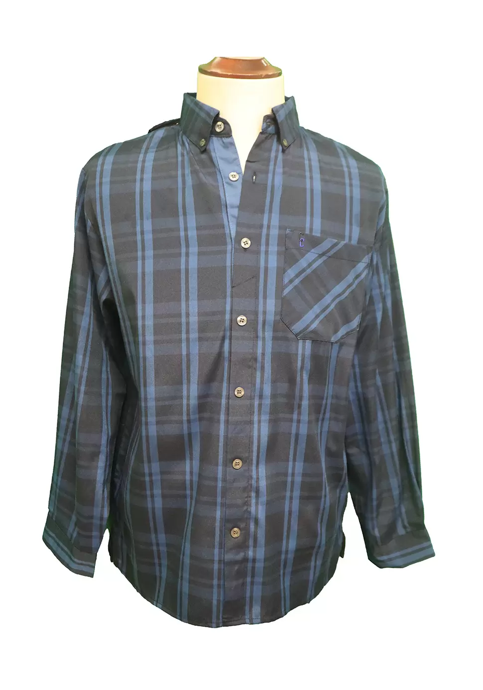 Chemise Adaptée à Manches Longues 2-5160 – Bleue & Gris