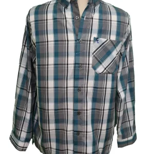 Chemise Adaptée à Manches Longues 2-5160 – Sarcelle à carreaux