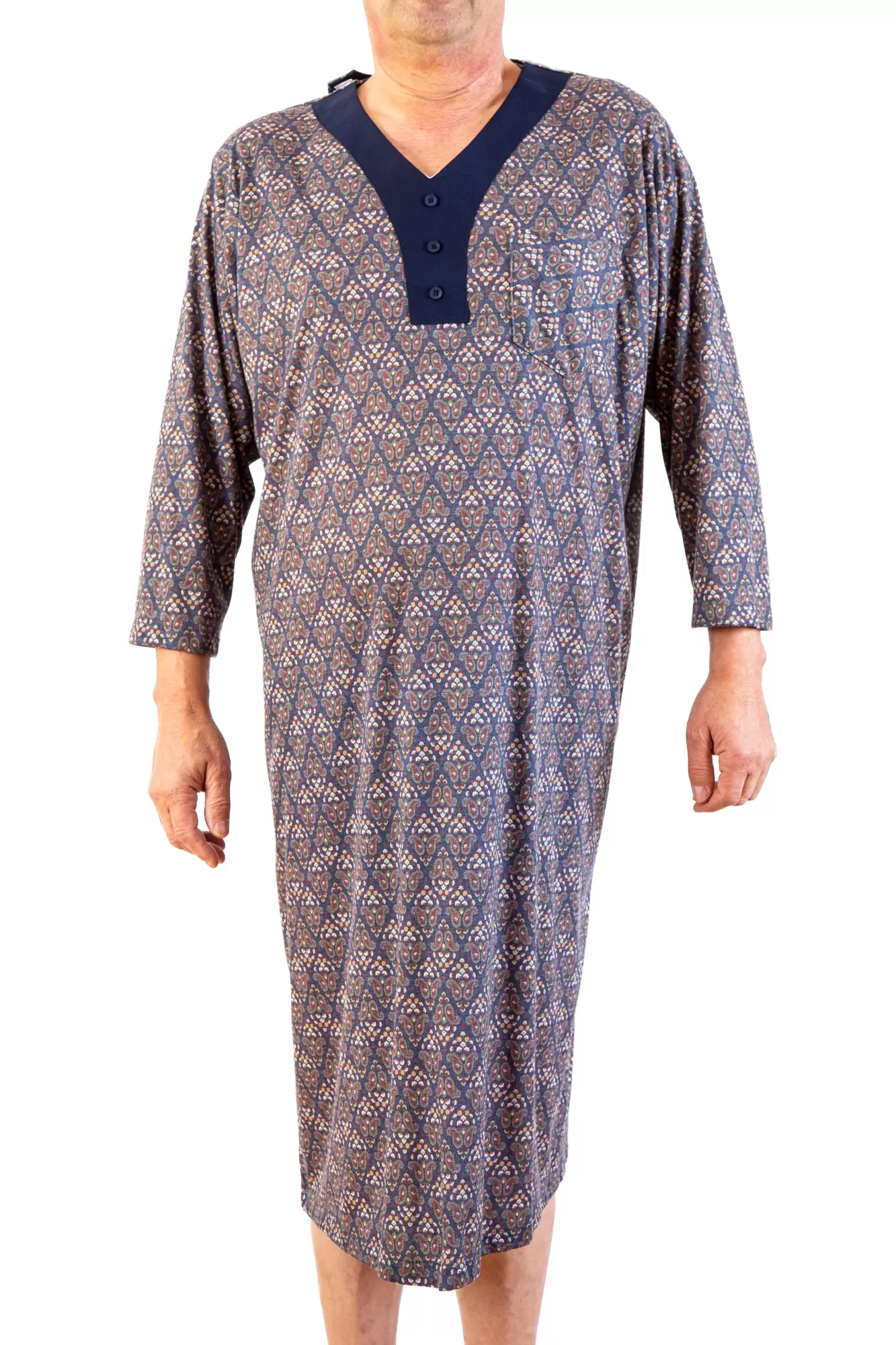 Chemise de Nuit Adaptée 2-6080 Marine et Jaune