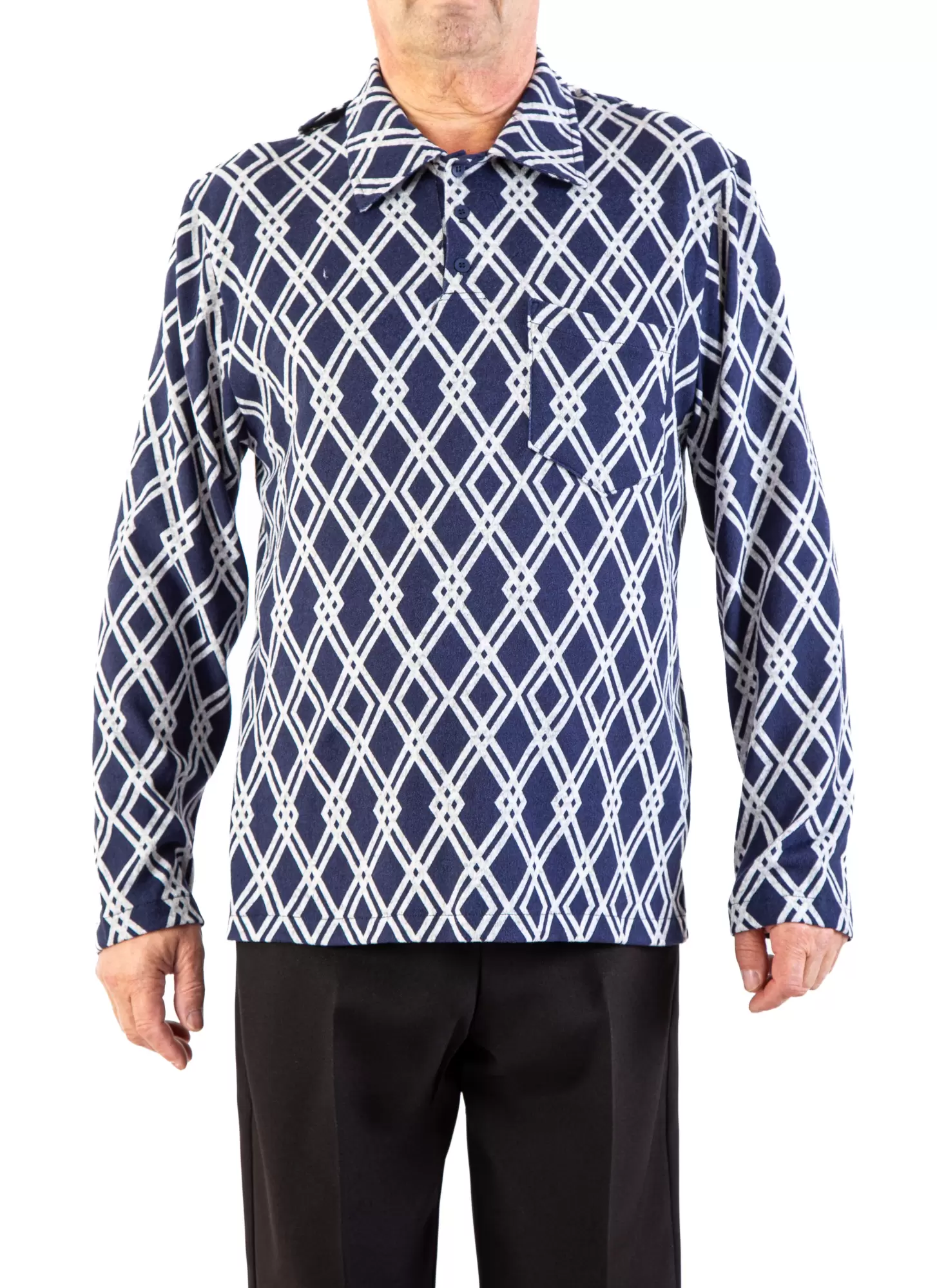 Polo Adapté à Manches Longues Style 2-6189 – Marine et Gris