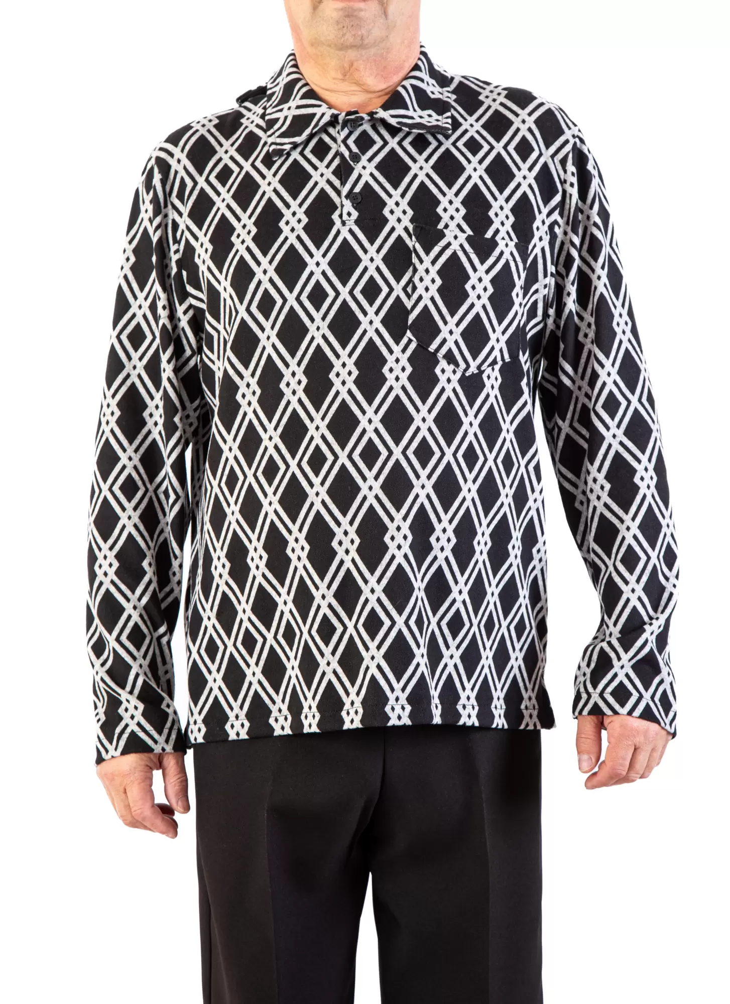 Polo Adapté à Manches Longues Style 2-6189 – Noir et Gris