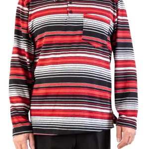 Polo Adapté à Manches Longues Style 2-6189 – Rayé Rouge