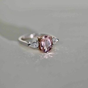 Bague or blanc et rose, tourmaline rose et diamants – Euclid