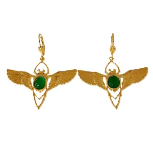 Boucles d'oreilles Beetle Dorées Jade