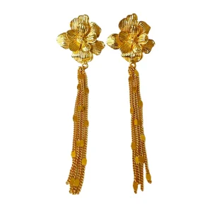 Boucles d’oreilles pendantes Lucia fleurs dorées