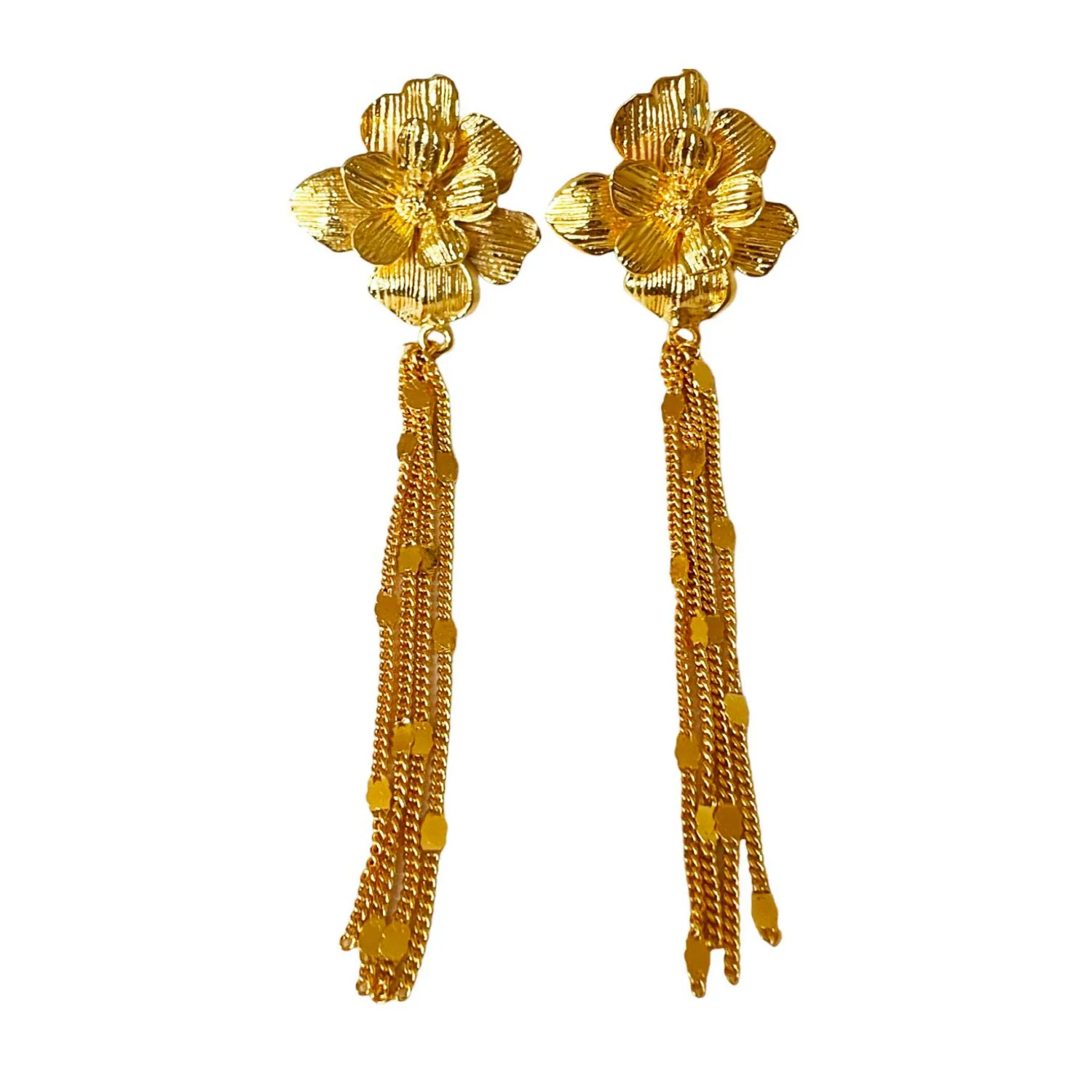 Boucles d’oreilles pendantes Lucia fleurs dorées