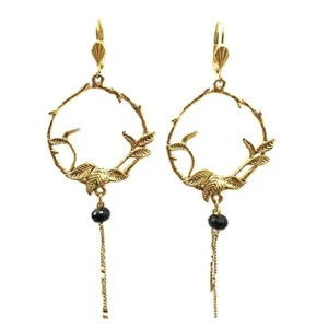 Boucles d'Oreilles Créole en Fleur Dorées