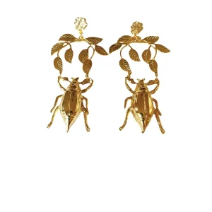 Boucles d'oreilles Ju et Hanneton dorées