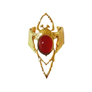 Bague Beetle Dorée Cornaline