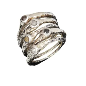 Quintet d'anneaux diamants en or et argent - Zangara Gioielli Milano