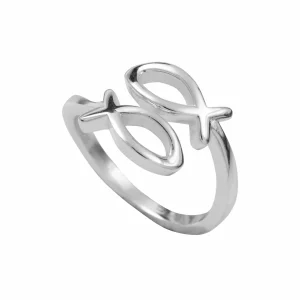 Bague Love Fish Rhodiée