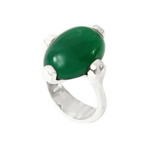 Bague Cabochon Agate Verte Olga