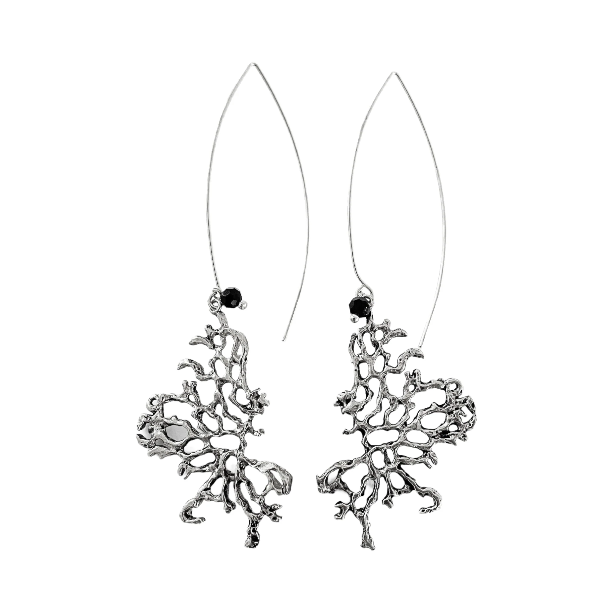 Boucles d'oreilles tige corail argentée