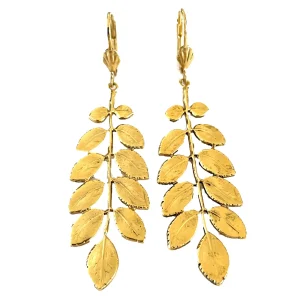 Boucles d'oreilles Feuille d'Acacia Dorées