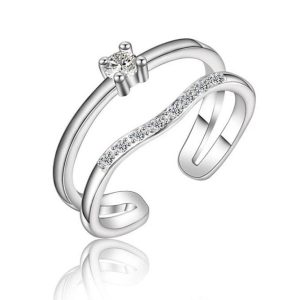 Bague ajustable argent oxydes de zirconium