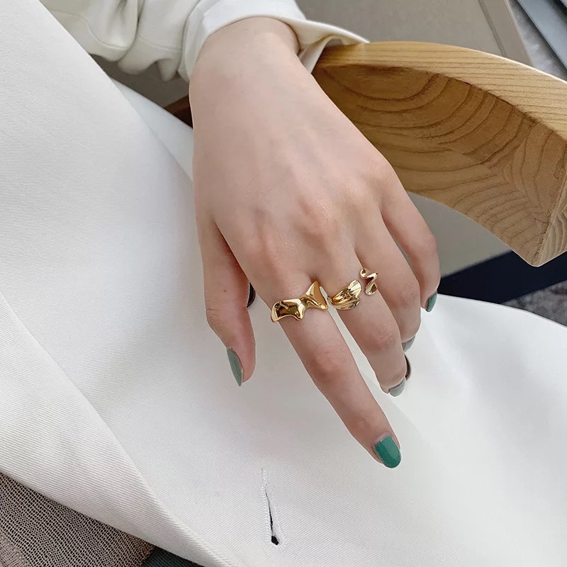 Bague ajustable femme plaqué or – Image 2