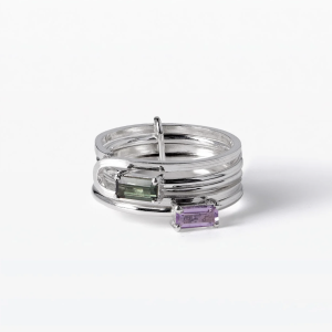Bague argent améthyste et tourmaline – Forma