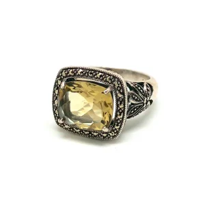 Bague art deco quartz lemon