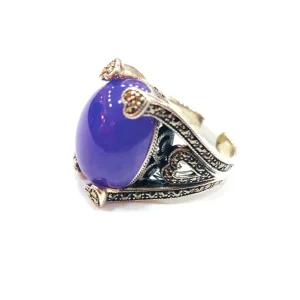 Bague art déco jade lavender en argent et marcassites