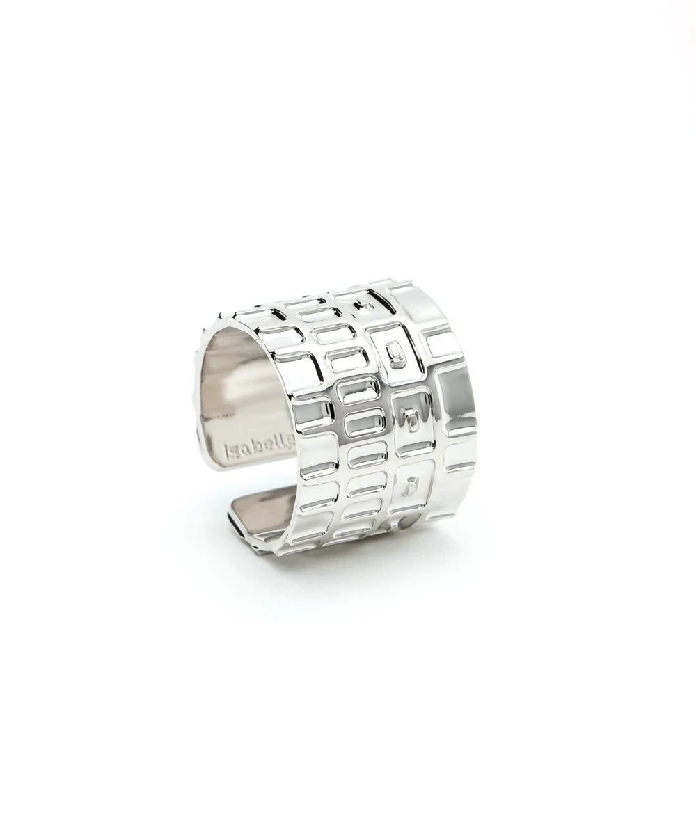 Bague large Gearing argent - Isabelle Michel